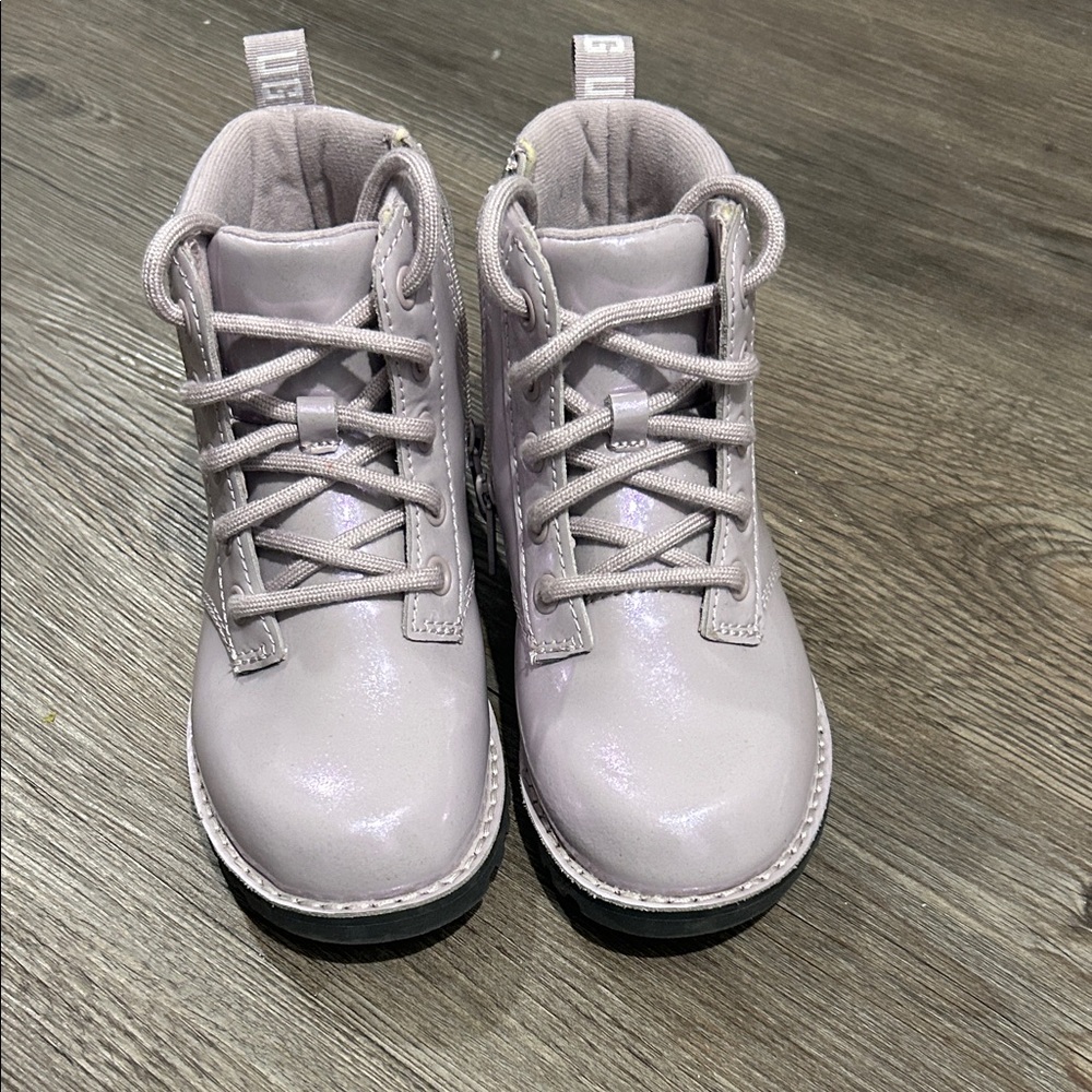 Kids Lavender Lace-Up Ankle Boots